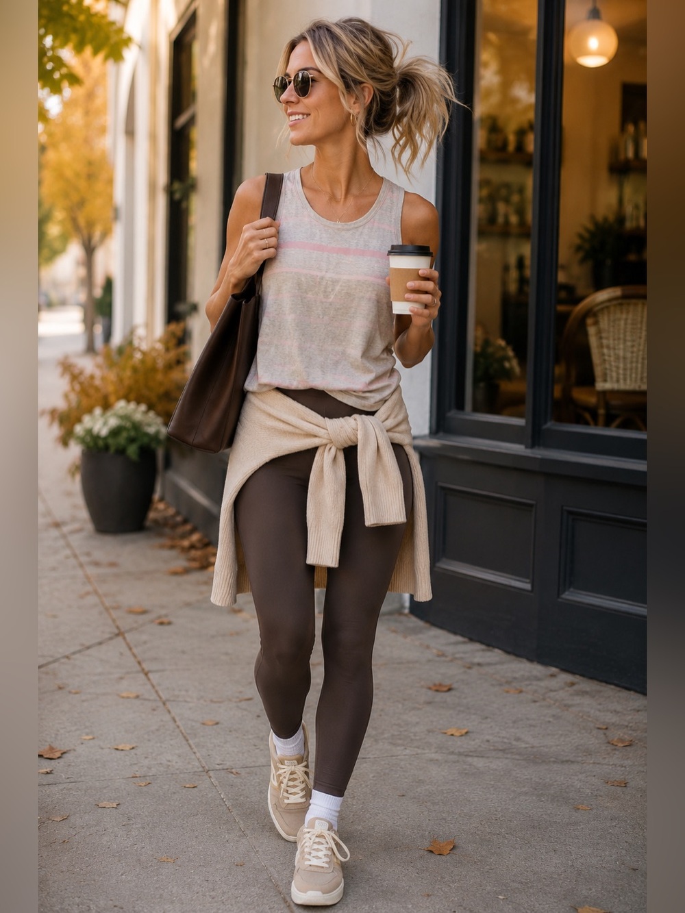 lululemon athletica light gray tank with thin pink stripes